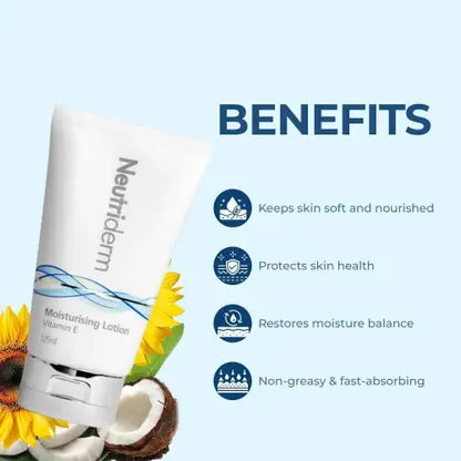 Neutriderm Pre-Makeup Skincare Combo, Vitamin E Moisturiser Lotion 125ml And Detox Cleanser - 120ml