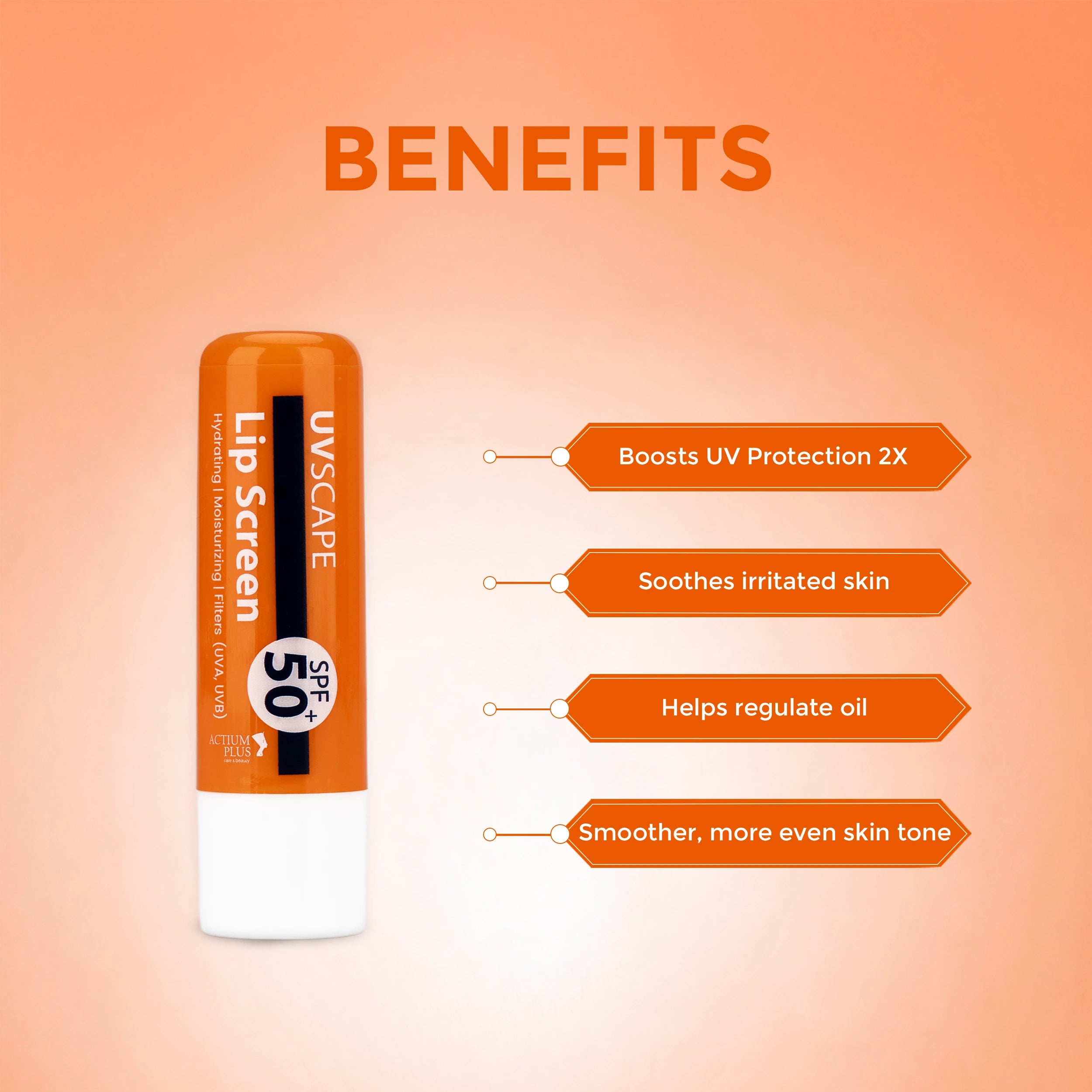 Actium Plus UVSCAPE Lip Screen SPF 50+ | Hydrate, Moisturize & Filter (UVA,UVB) 4.9G