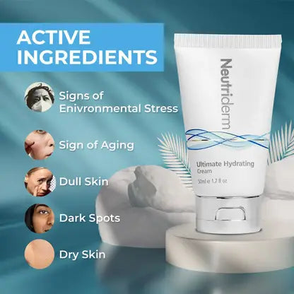 Neutriderm Ultimate Hydrating Moisturizer Face Cream with Vitamin E, Rice & Wheat Protein (50 ml)