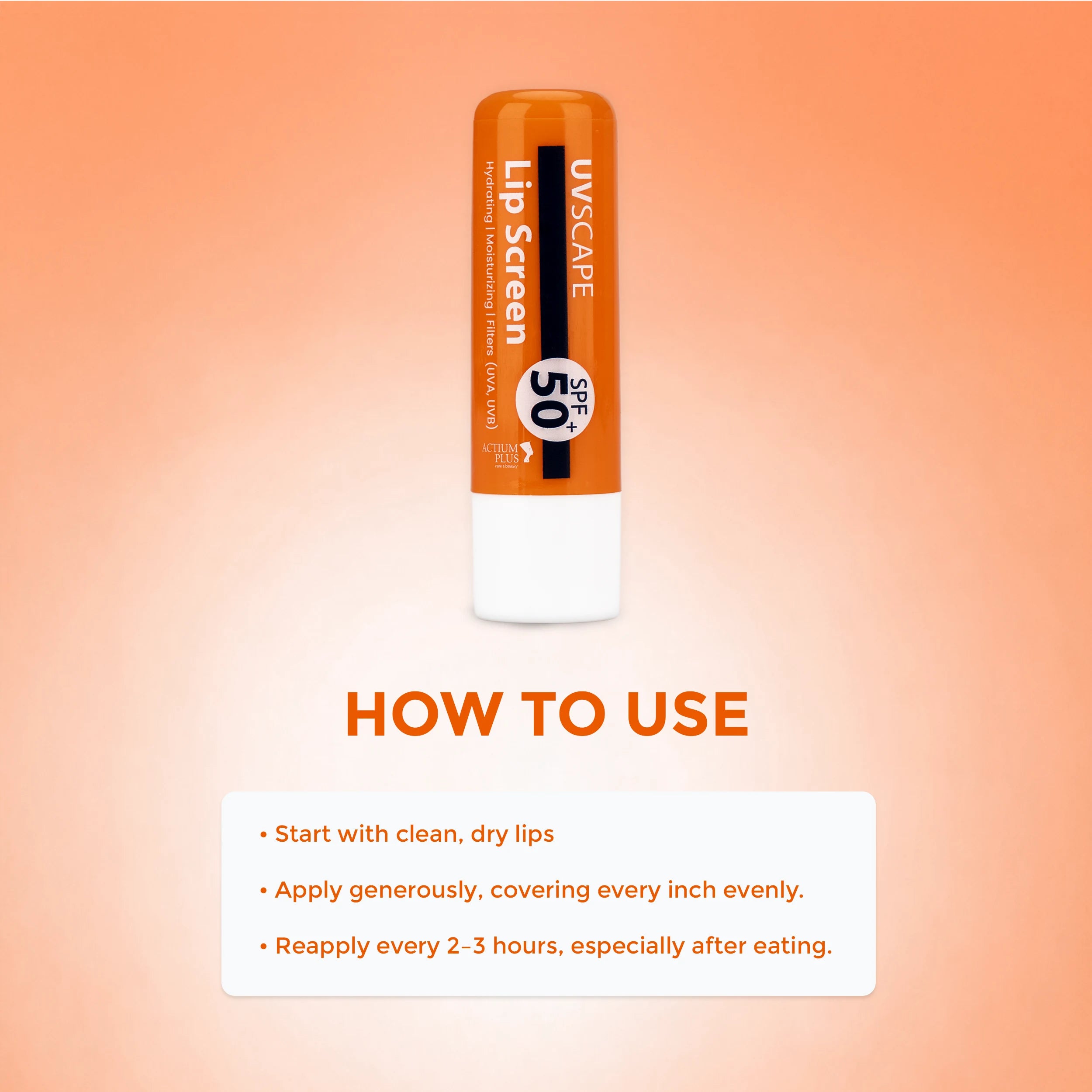 Actium Plus UVSCAPE Lip Screen SPF 50+ | Hydrate, Moisturize & Filter (UVA,UVB) 4.9G