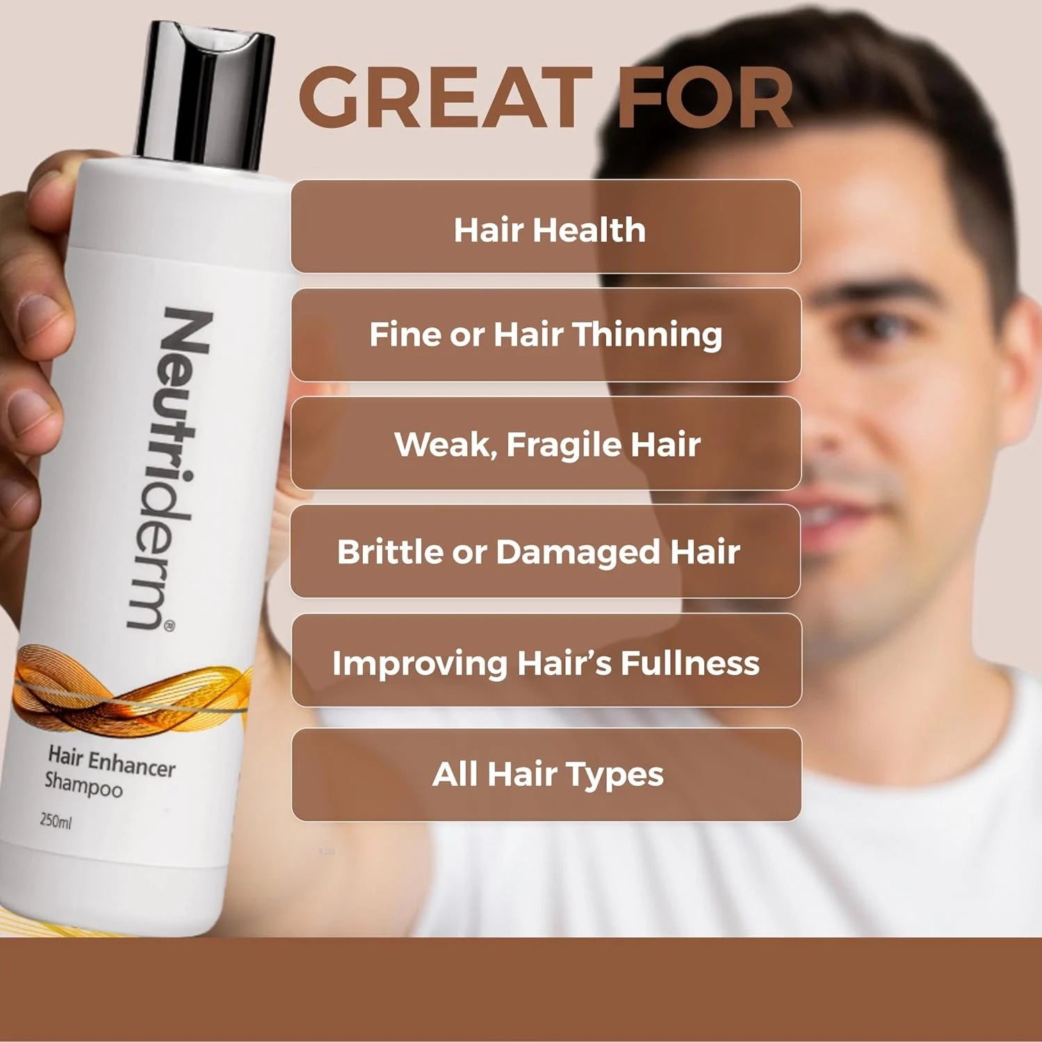 Neutriderm Hair Enhancer Shampoo, Thickening and Strengthening for Weak and Thinning Hair, Moisturizing Shampoo for Damaged Hair, 250ml  (8.45 fl oz)
