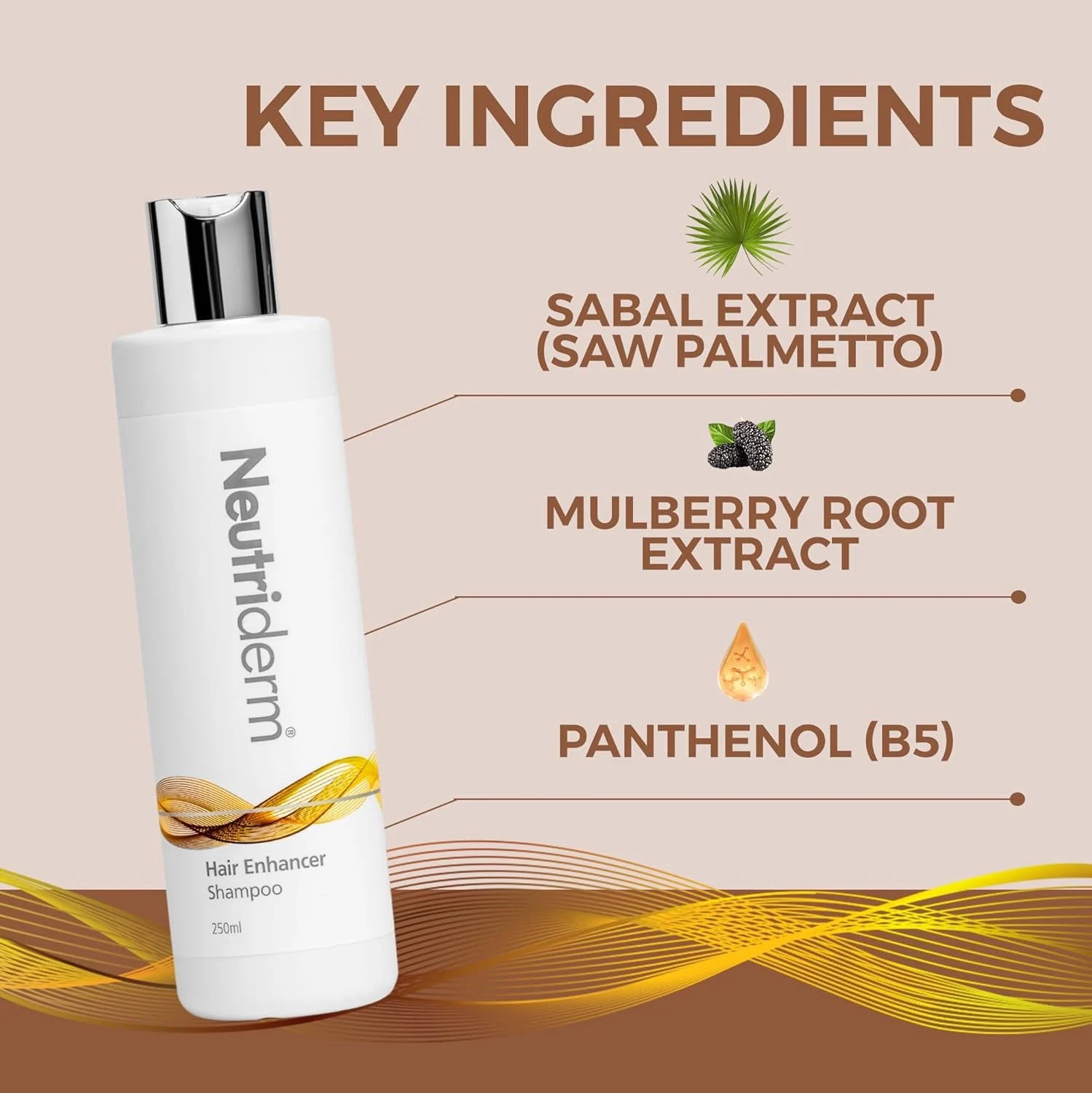 Neutriderm Hair Enhancer Shampoo, Thickening and Strengthening for Weak and Thinning Hair, Moisturizing Shampoo for Damaged Hair, 250ml  (8.45 fl oz)