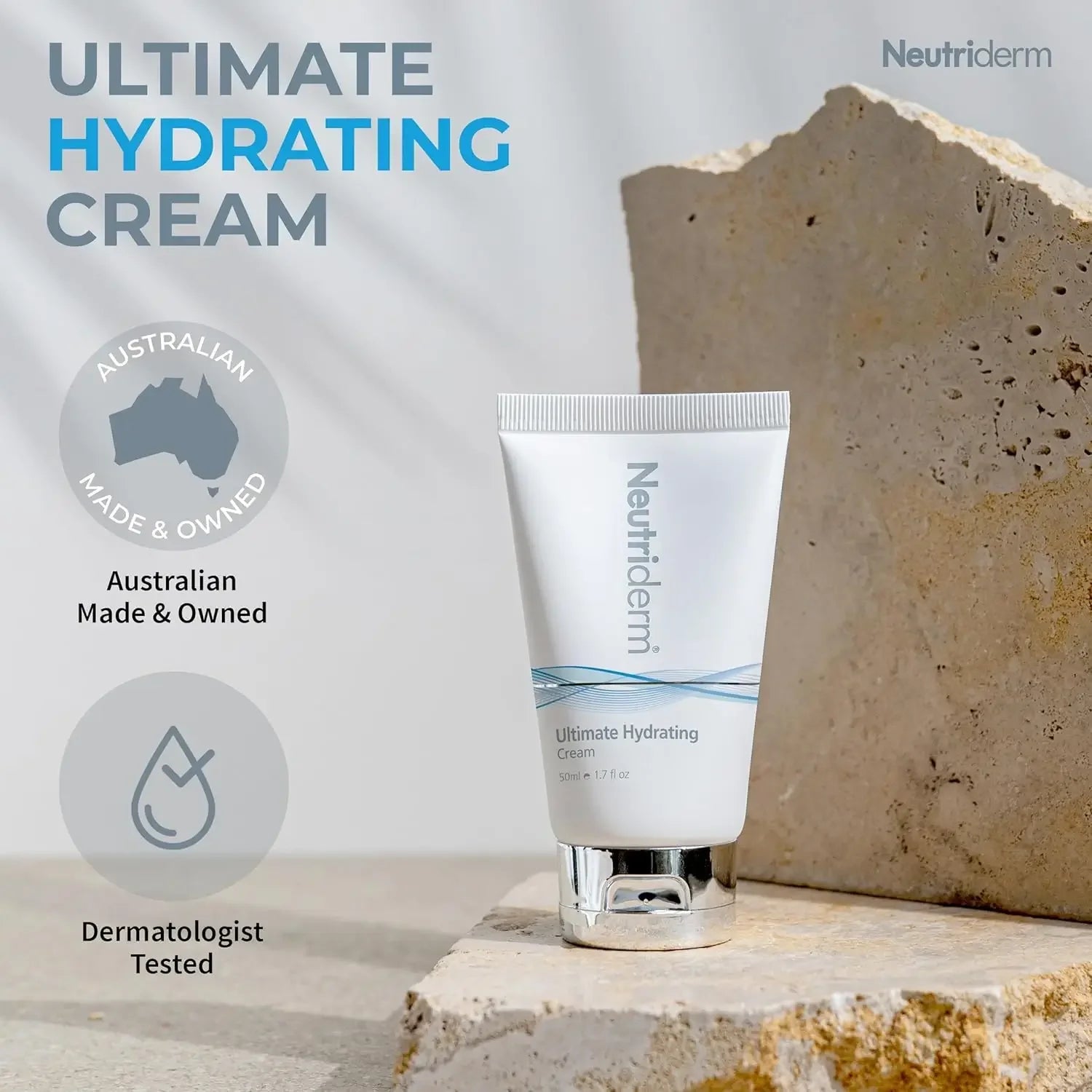 Neutriderm Ultimate Hydrating Moisturizer Face Cream with Vitamin E, Rice & Wheat Protein, Hydrating Face Moisturizer for Sensitive Skin & Anti-Aging, Dry Skin Face Moisturizer for Women & Men - 50ml