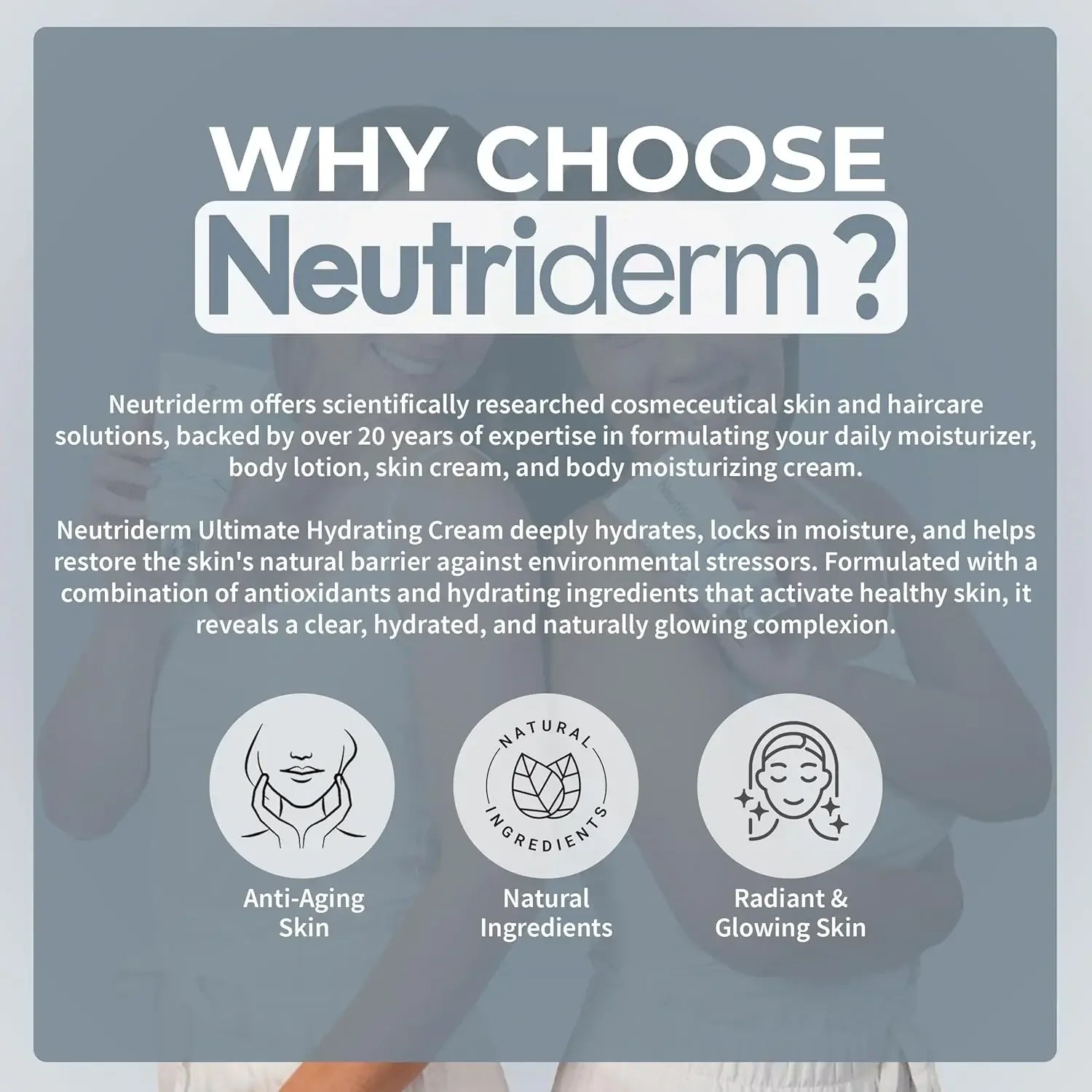 Neutriderm Ultimate Hydrating Moisturizer Face Cream with Vitamin E, Rice & Wheat Protein, Hydrating Face Moisturizer for Sensitive Skin & Anti-Aging, Dry Skin Face Moisturizer for Women & Men - 50ml