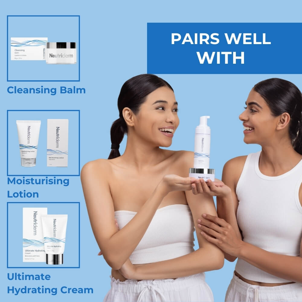 Neutriderm Foaming Cleanser Face Wash For Dry Skin: Ultra Hydrating Facial Cleanser With Niacinamide, Vitamin C, Provitamin B5 Cleansing Foam - Facial Wash Removes Makeup & Impurities - 150ml