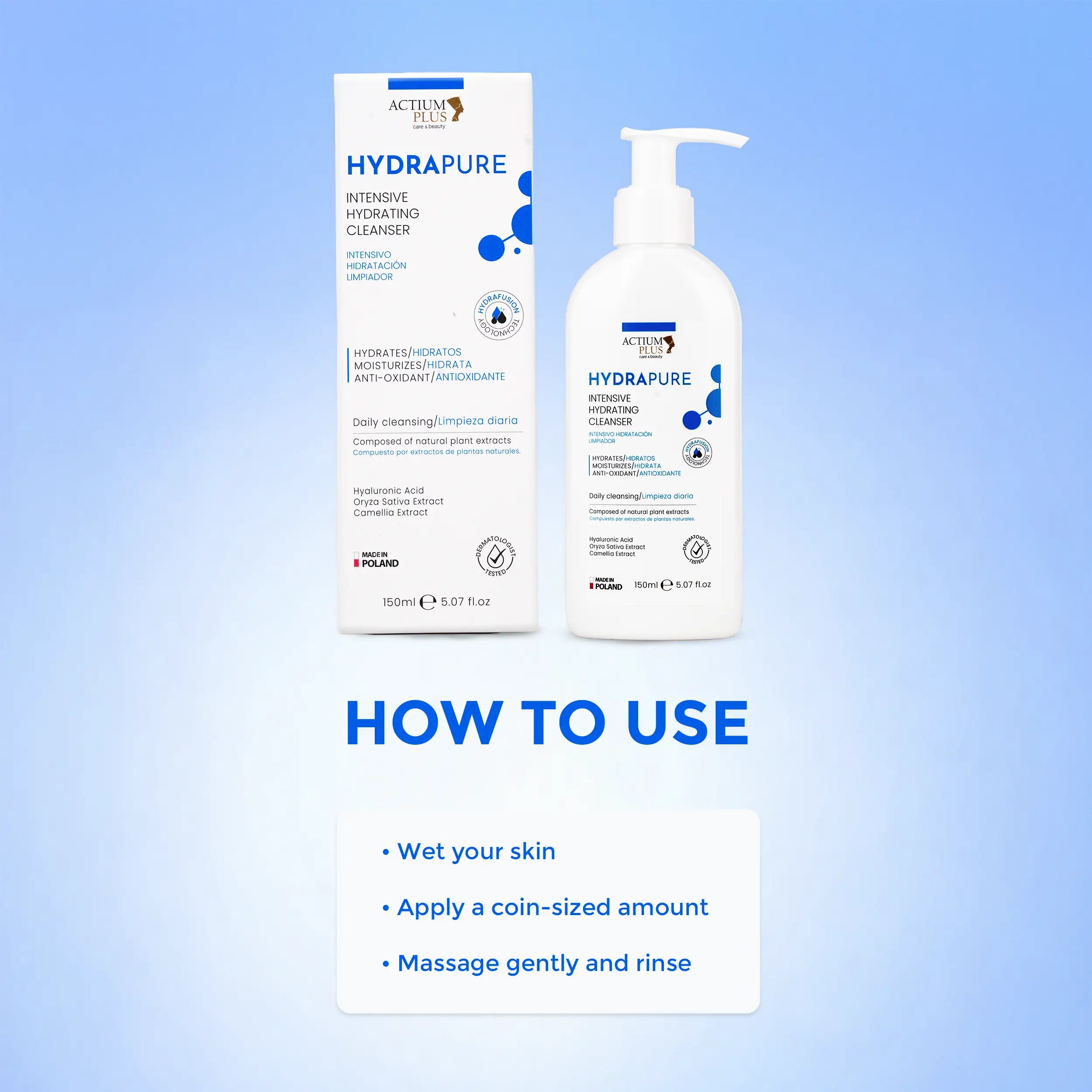 Actium Plus Hydrapure Intensive Hydrating Cleanser - How to use