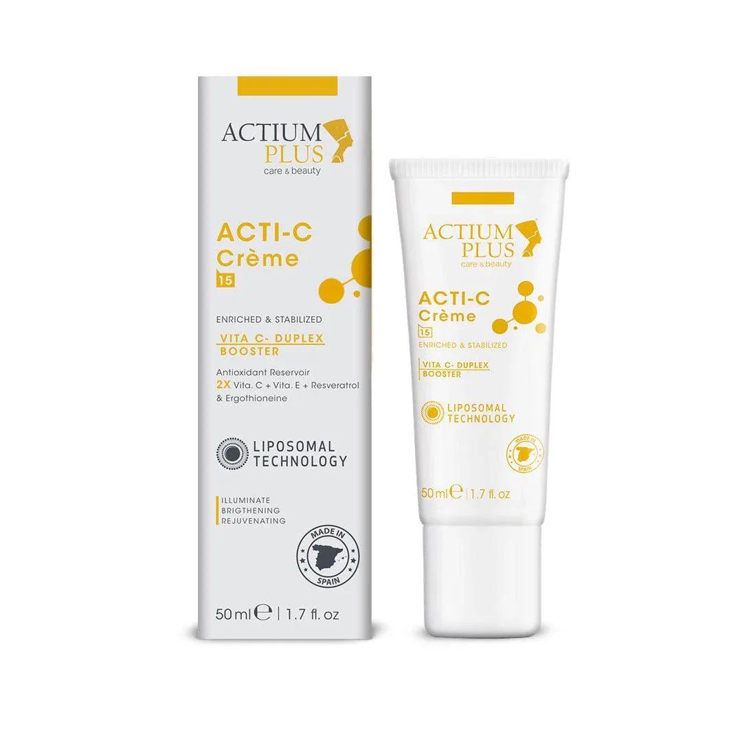 Front packaging of Actium Plus ACTI-C Cream 50ml highlighting Vitamin C formula
