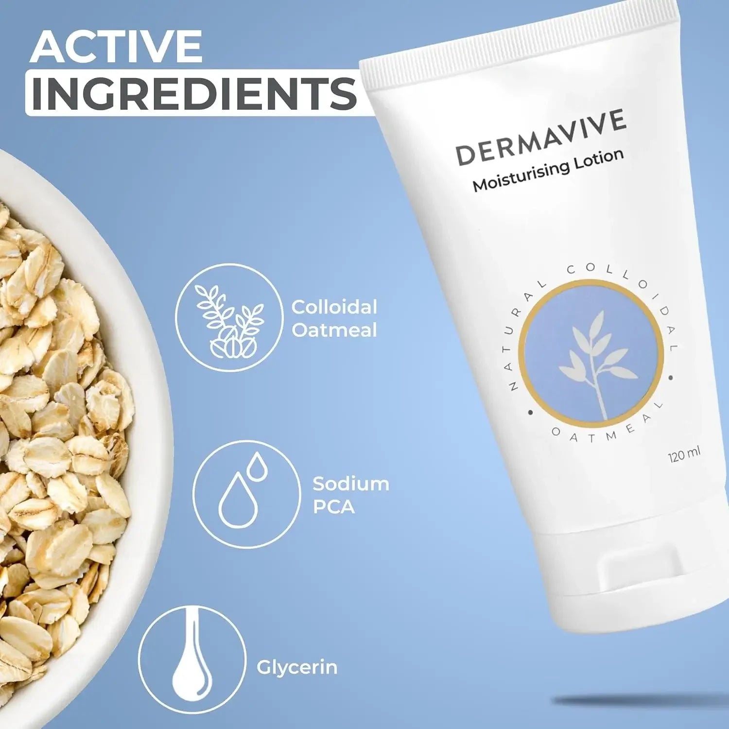 Dermavive Moisturising Lotion 120ml with pump dispenser open