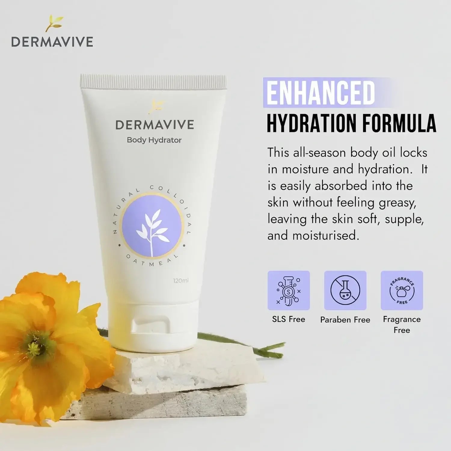 Dermavive body hydrating oil 120 ml – usage / hand demonstration