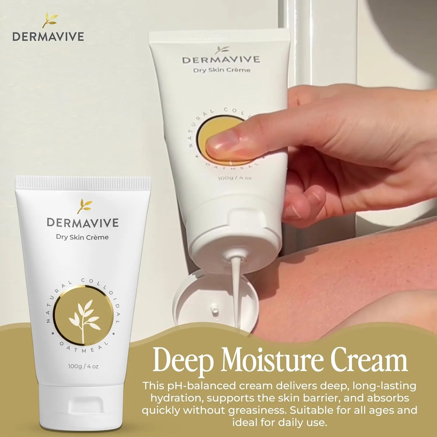 Dermavive Deep Moisture Cream being applied with a hand