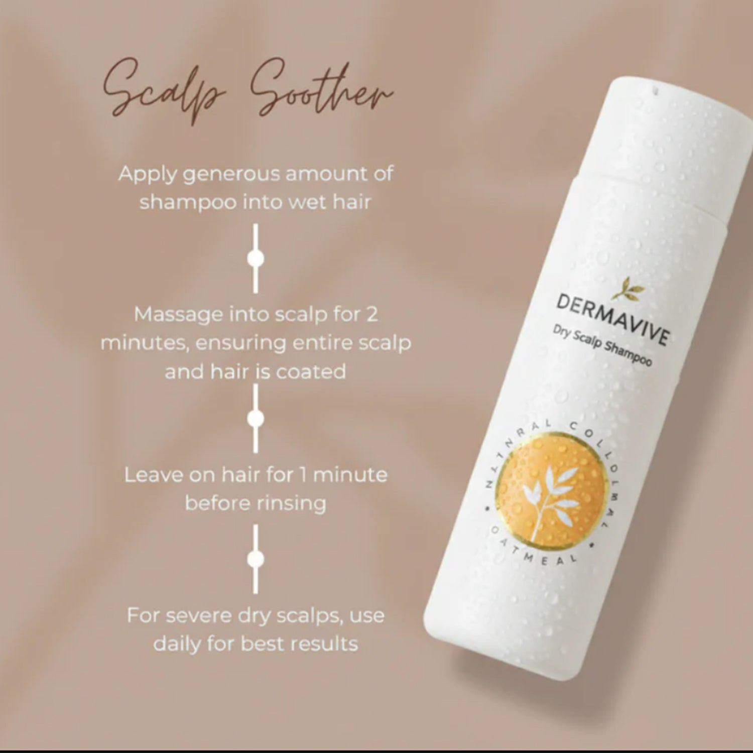 Dermavive Dry Scalp Shampoo, Dandruff Control, Hydrating and Moisturizing Shampoo for Dry Sensitive Scalp, 250ml