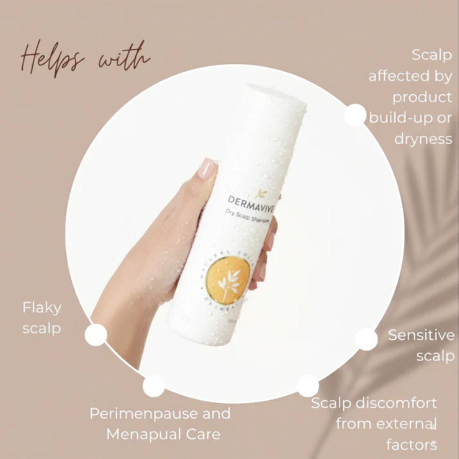 Dermavive Dry Scalp Shampoo, Dandruff Control, Hydrating and Moisturizing Shampoo for Dry Sensitive Scalp, 250ml