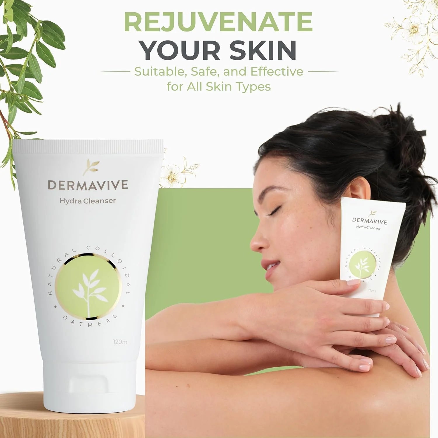 Dermavive Hydra Cleanser with a woman applying it