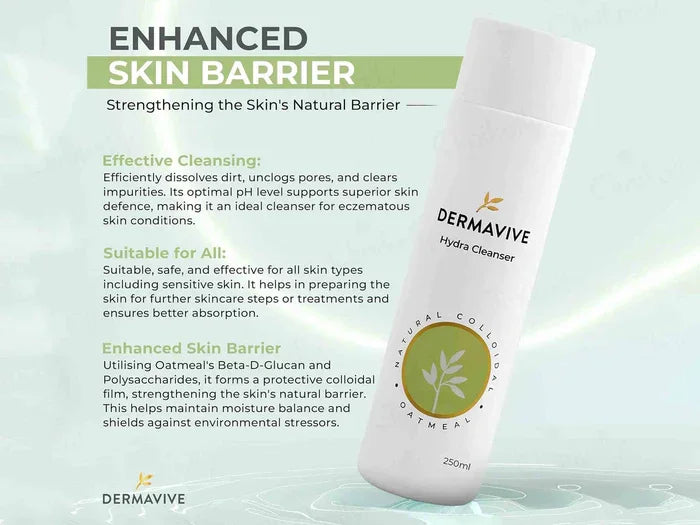 Dermavive Hydra Cleanser next to skincare props