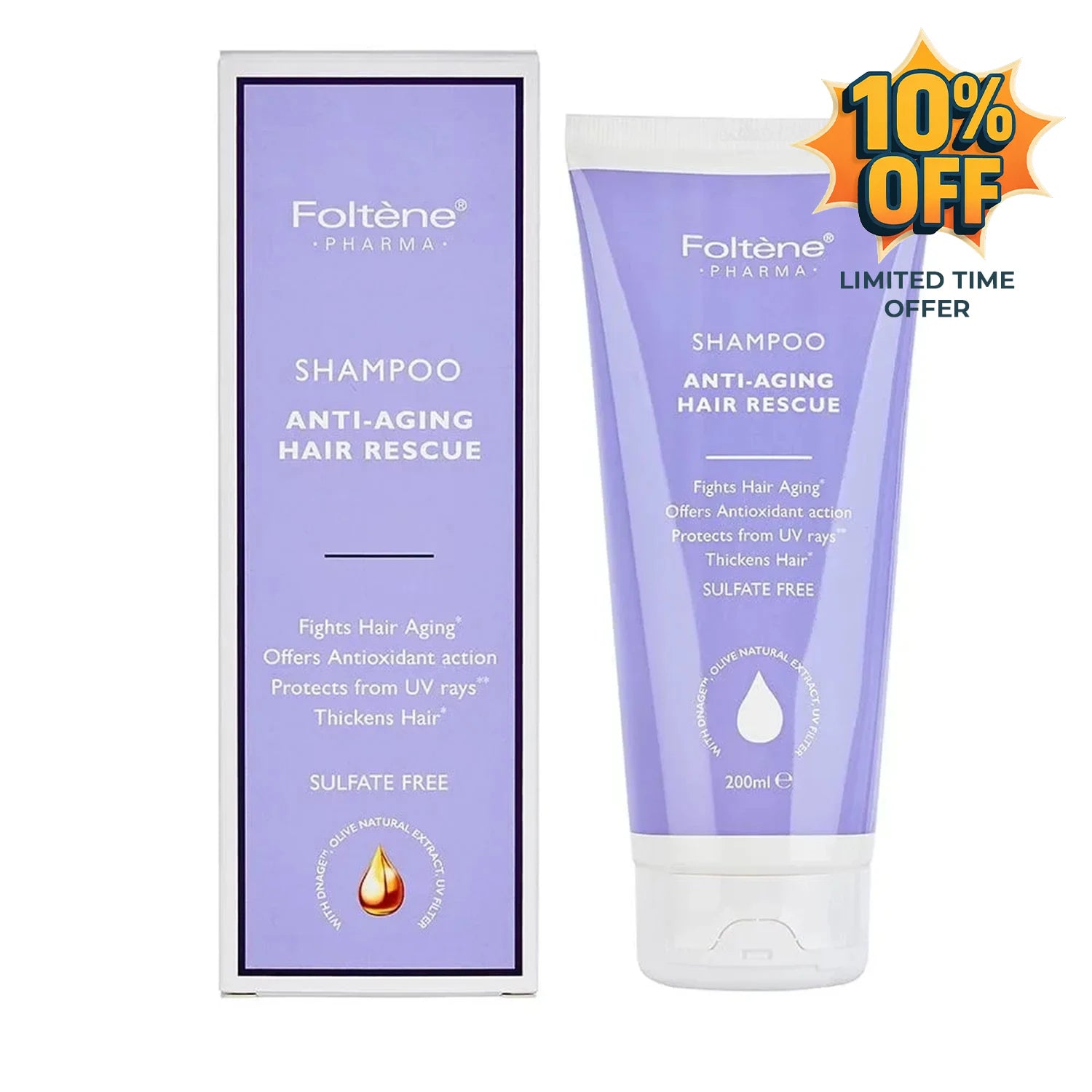 Folténe Pharma anti-aging hair rescue shampoo with package