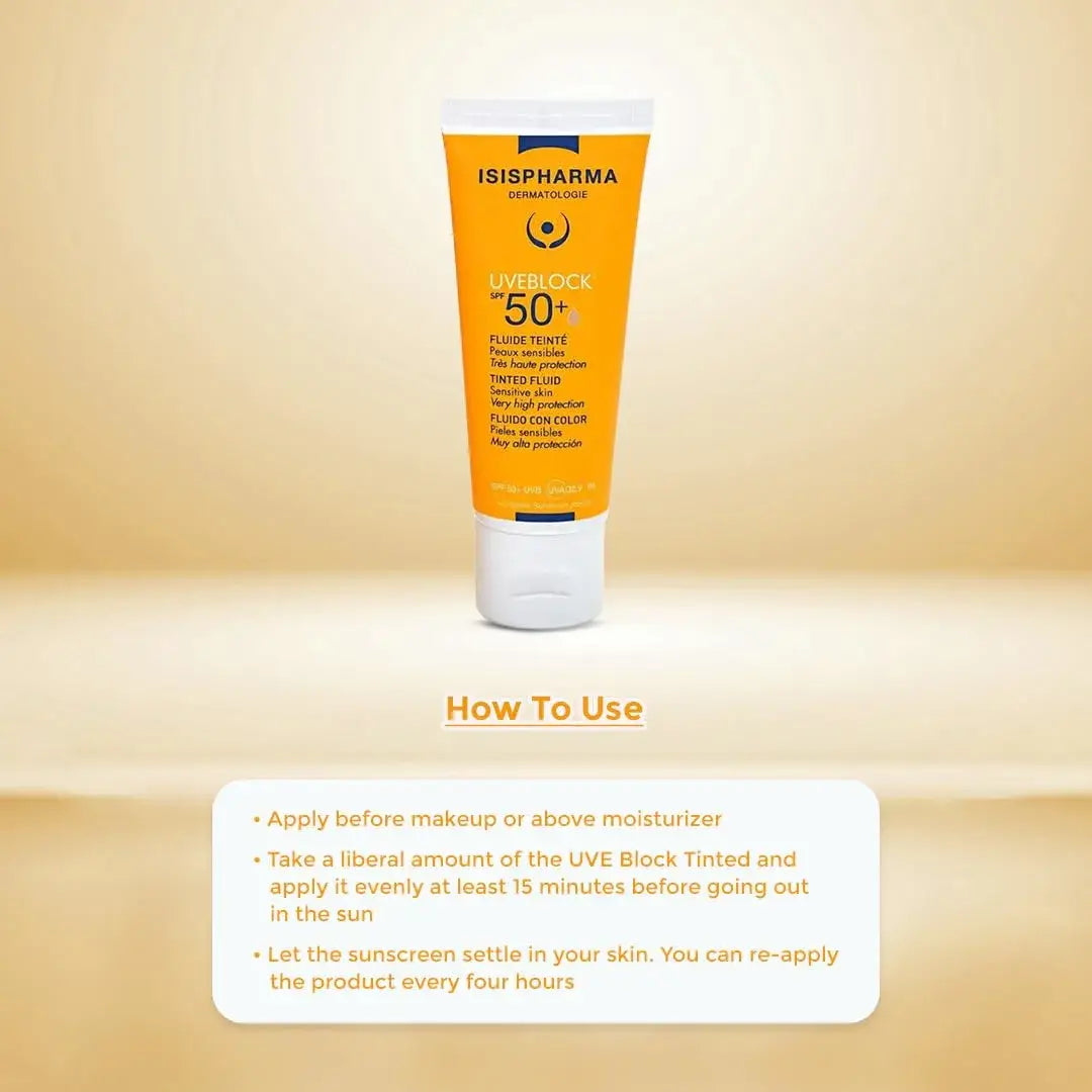 ISISPHARMA UVEBLOCK SPF 50+ Tinted Fluid Sunscreen 40ml - How to use