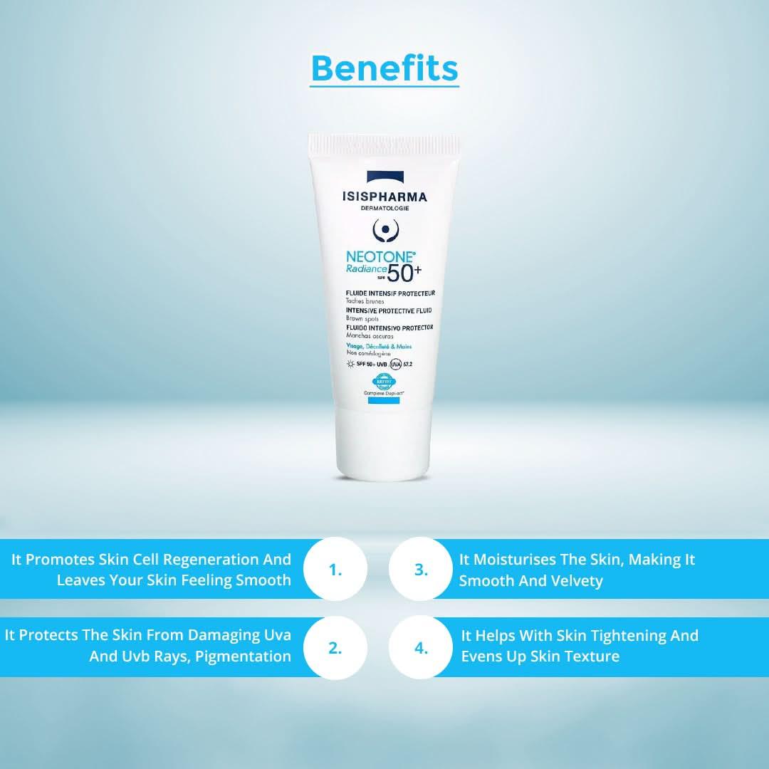 ISISPHARMA Neotone skincare product with benefits listed 