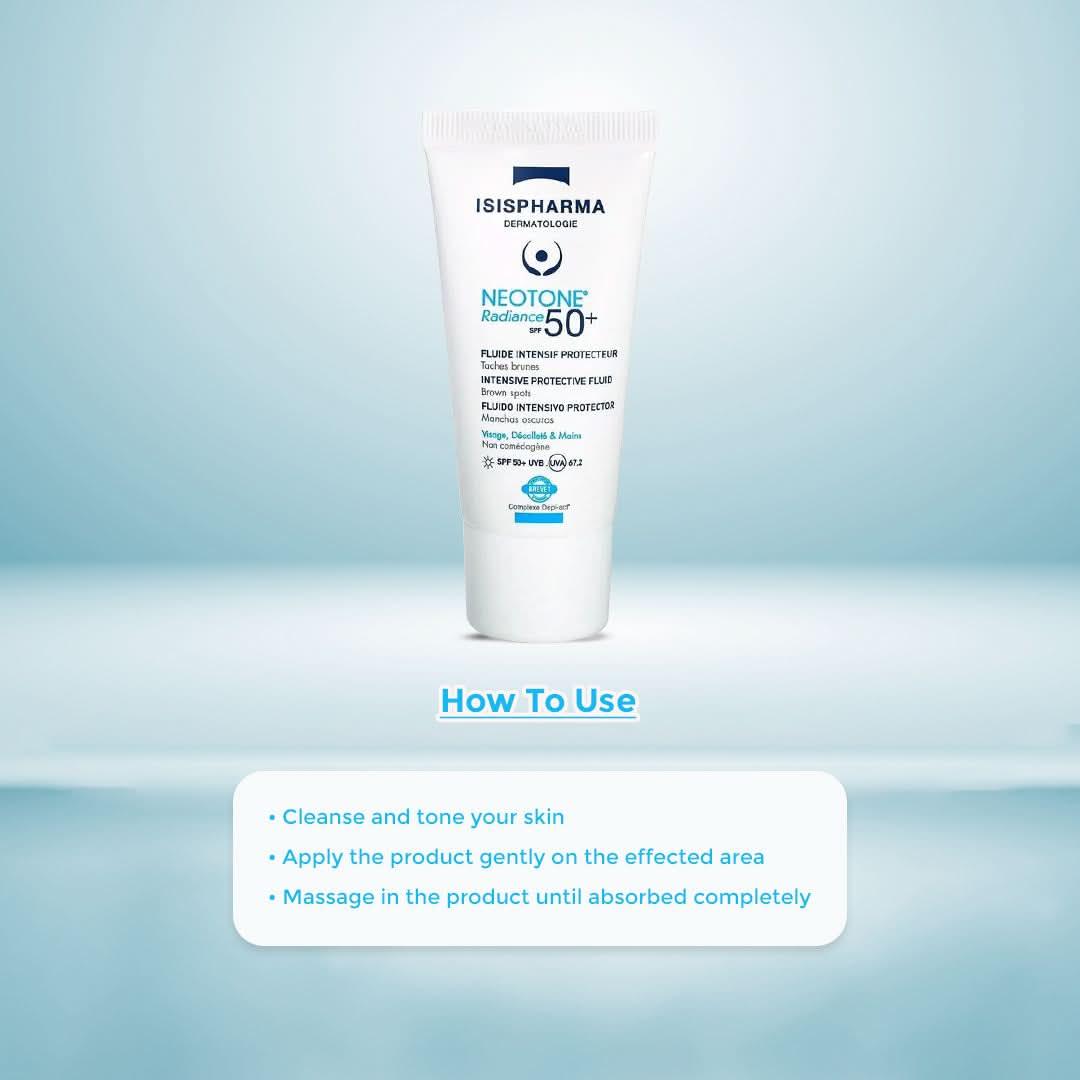 ISISPHARMA Neotone Radiance skincare product with Guideline 