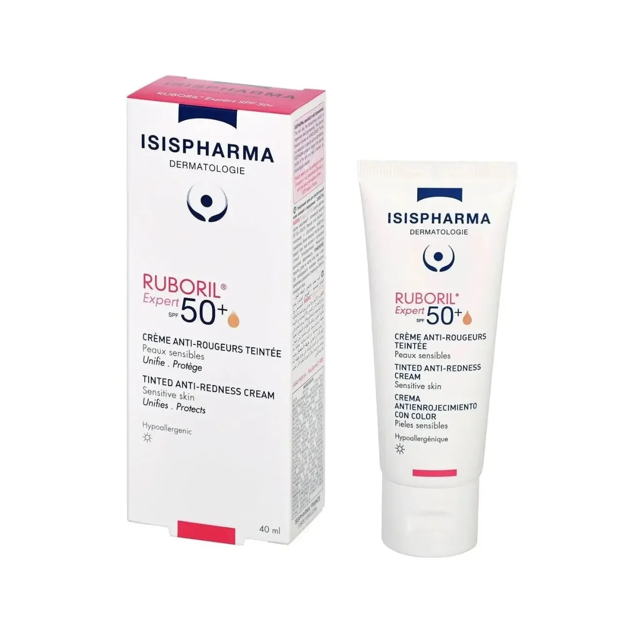 Isispharma Ruboril Expert SPF 50+ Tinted Anti-Redness Cream 40ml - Font View