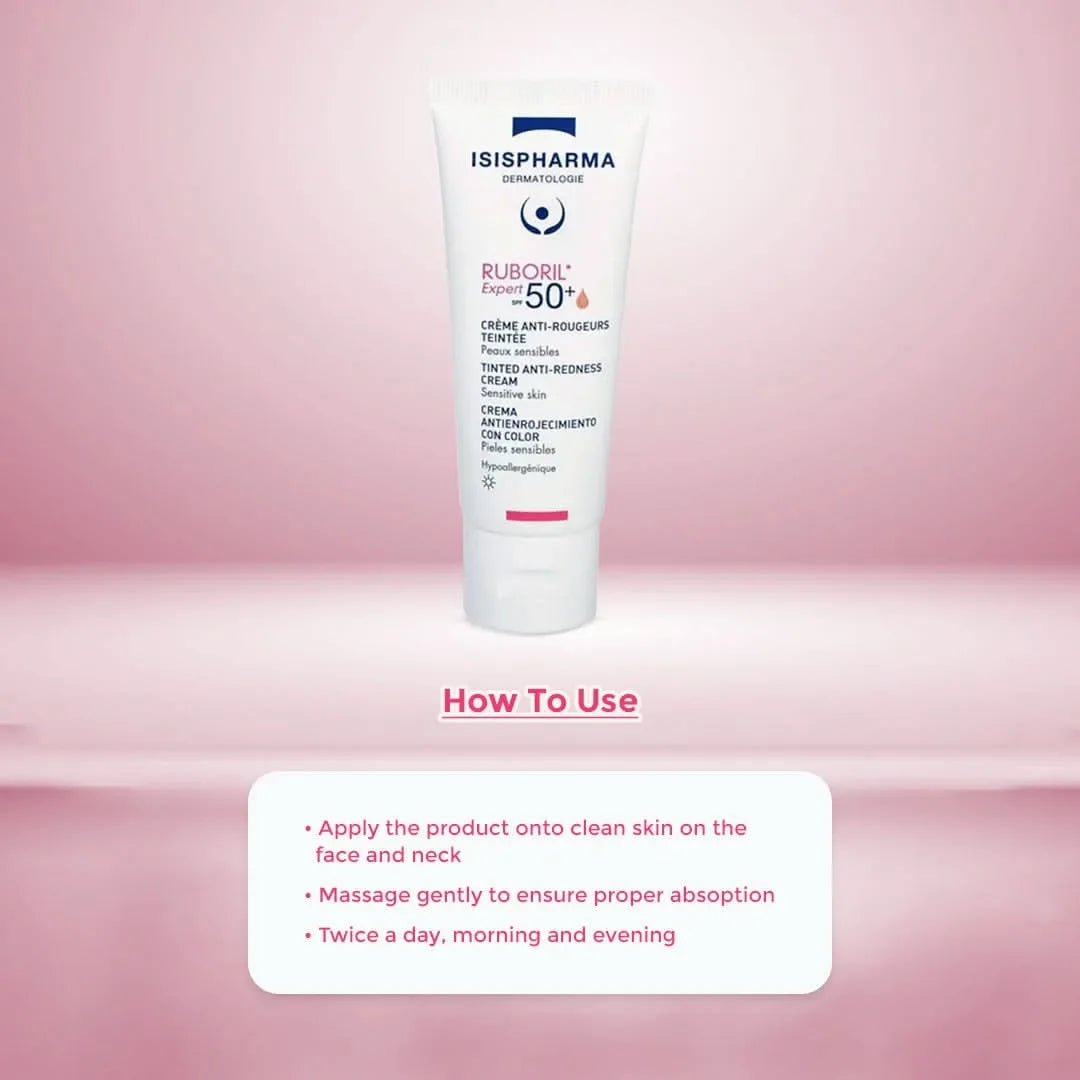 Isispharma Ruboril Expert SPF 50+ Tinted Anti-Redness Cream 40ml - How to Use