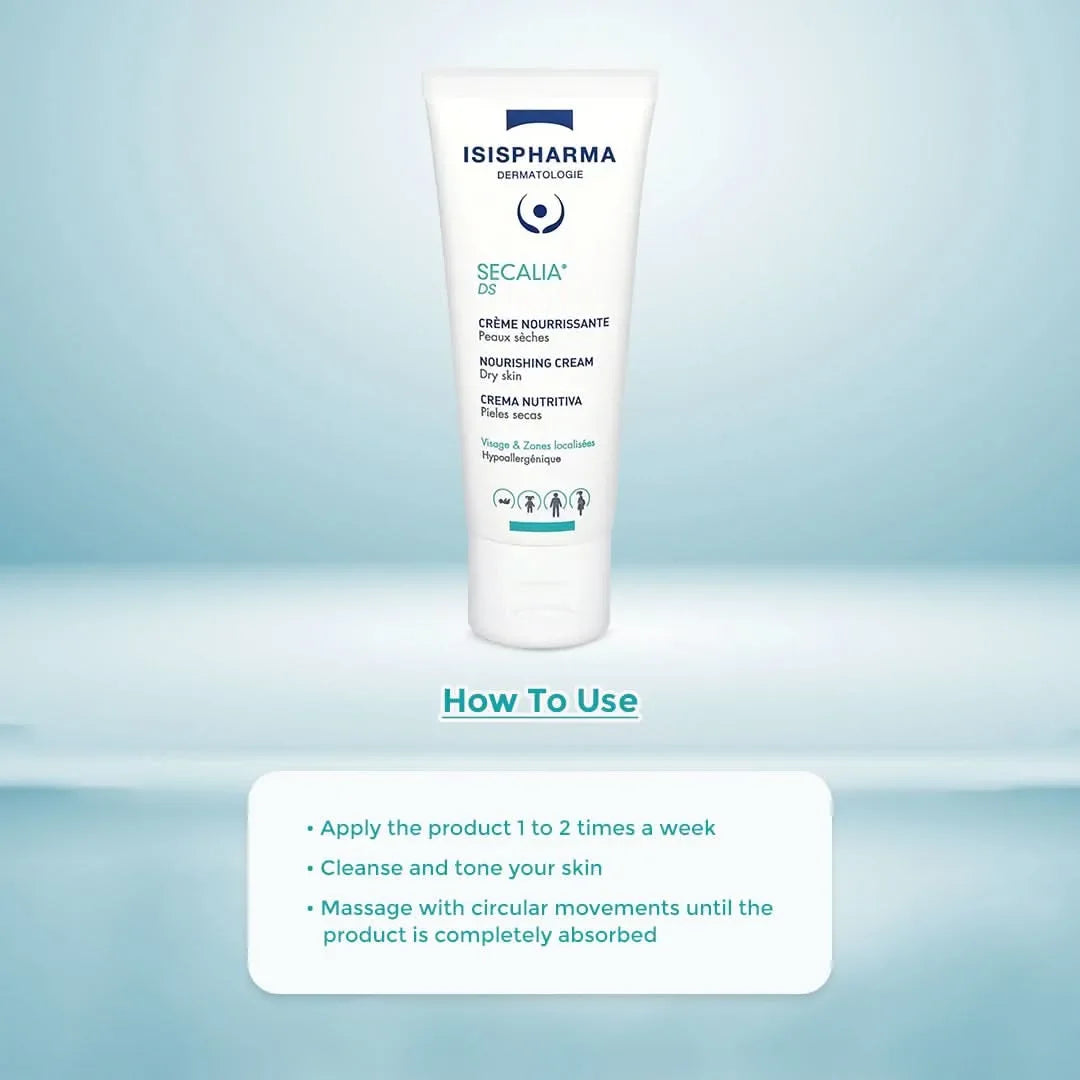 How to use ISISPHARMA Secalia DS Nourishing Cream – clean skin then apply