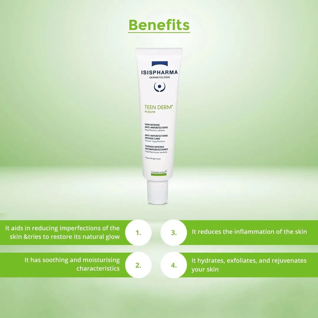 Isispharma Teen Derm Pure Anti-Imperfection Intense Care 30ml - Benefits