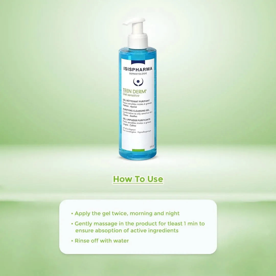 Isispharma Teen Derm Sensitive Purifying Cleansing Gel 250ml - How to Use