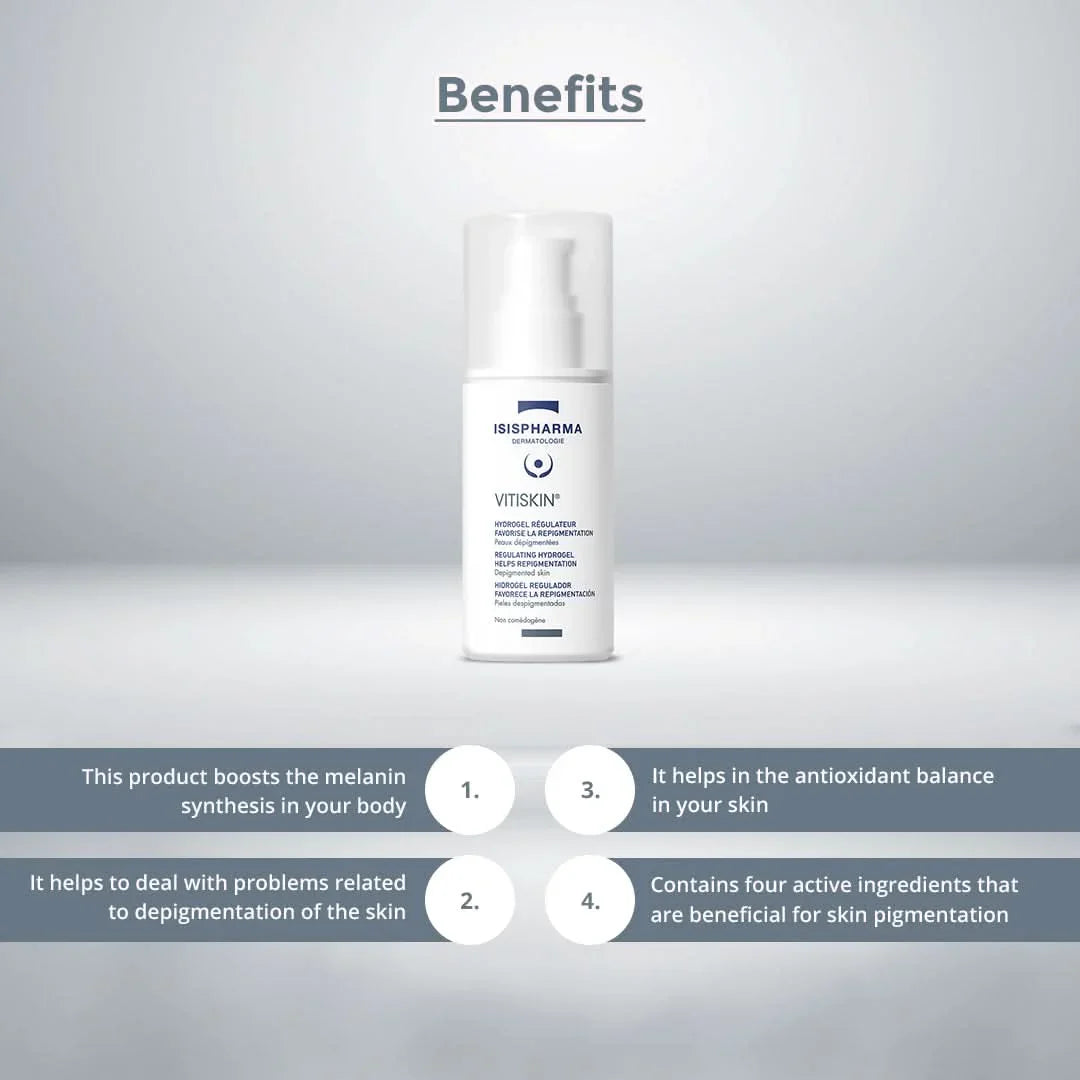Skincare product with benefits listed