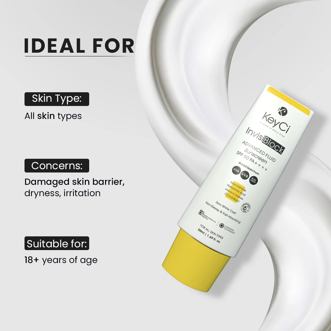 KeyCi InvisiBlock Advance fluid Sunscreen SPF 50 PA++++ | 50ml