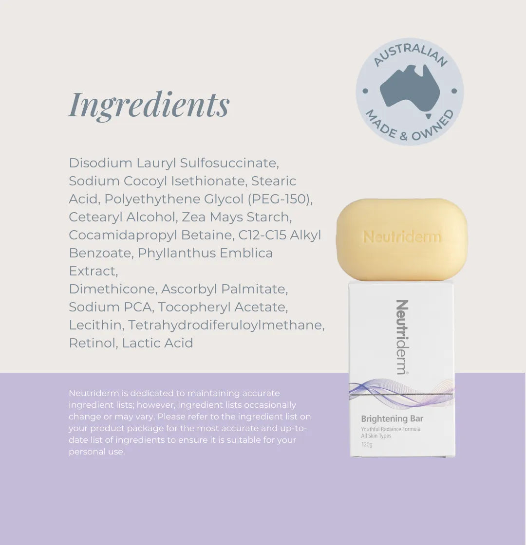 Neutriderm Brightening Bar -  Ingredients