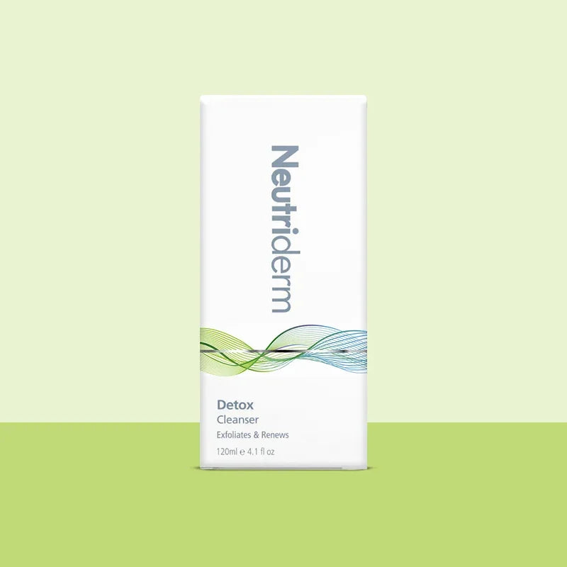 Neutriderm Detox Cleanser packaging on a green background