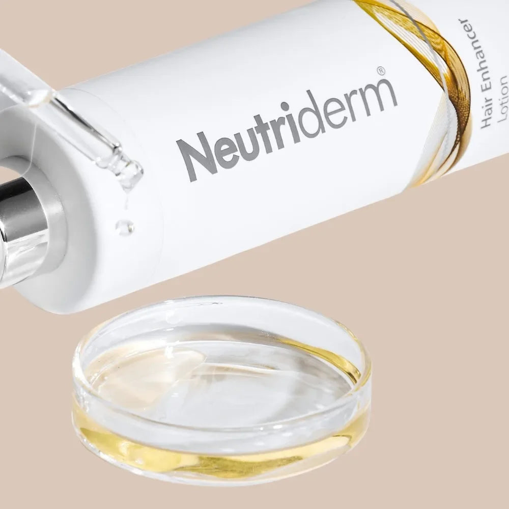 Neutriderm hair enhancement lotion bottle with a small container