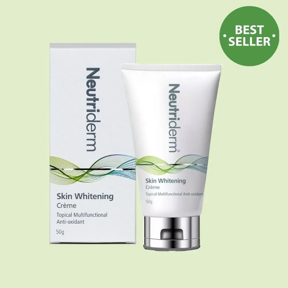 Neutriderm Skin Whitening Cèreme with packaging on a light green