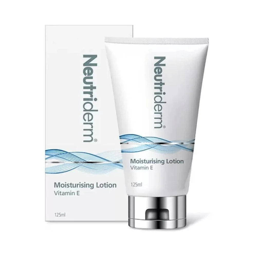 Neutriderm moisturizing lotion with packaging on a white background