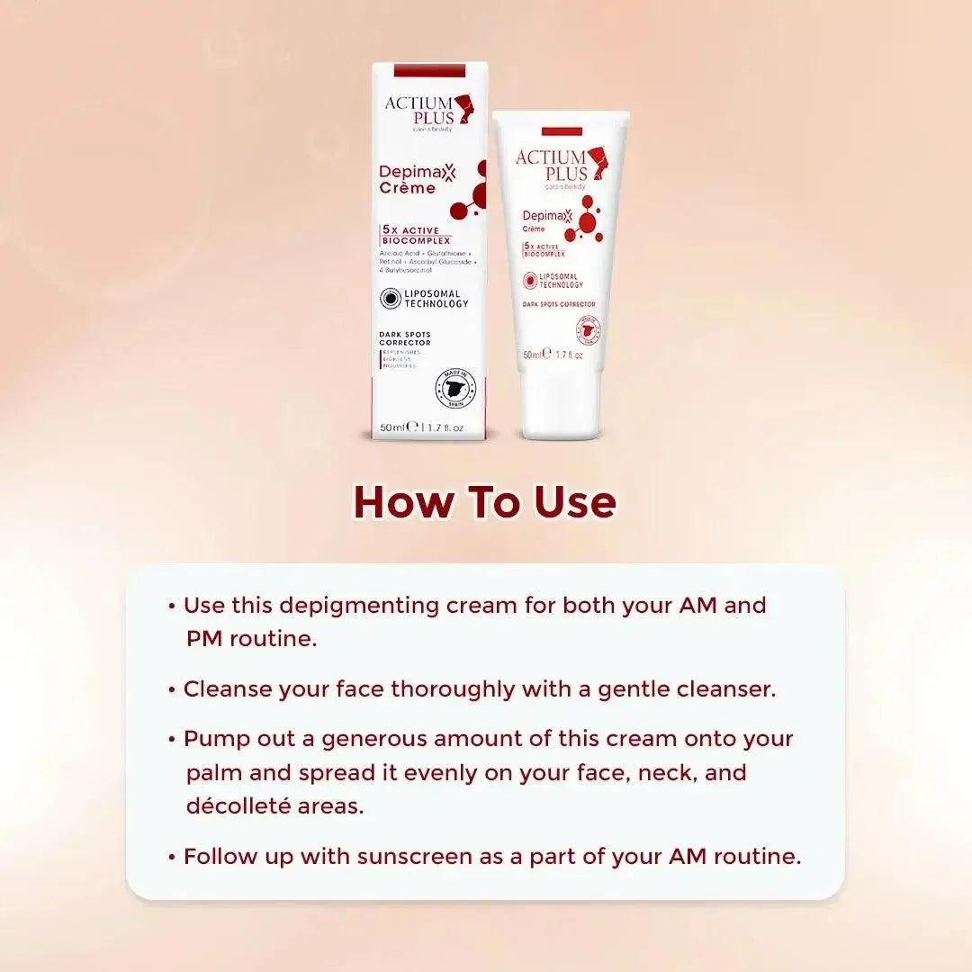 How to apply Actium Plus Depimax Crème on face and neck