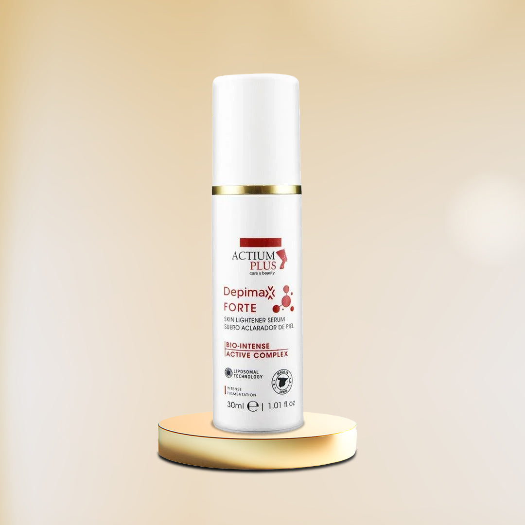 Depimax Forte Serum bottle close-up showing texture and packaging design