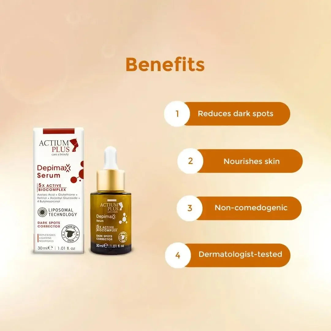Key benefits of Actium Plus Depimax Serum 30ml for glowing, clear skin
