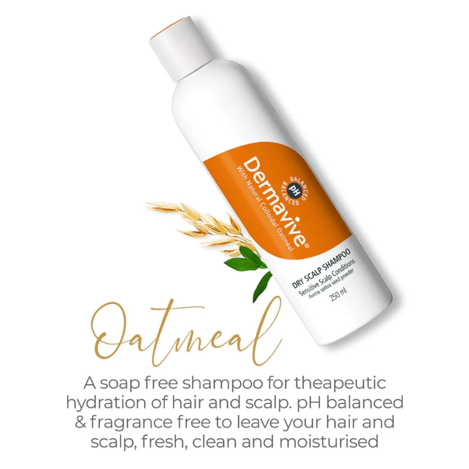 Dermavive Dry Scalp Shampoo, Dandruff Control, Hydrating and Moisturizing Shampoo for Dry Sensitive Scalp, 250ml