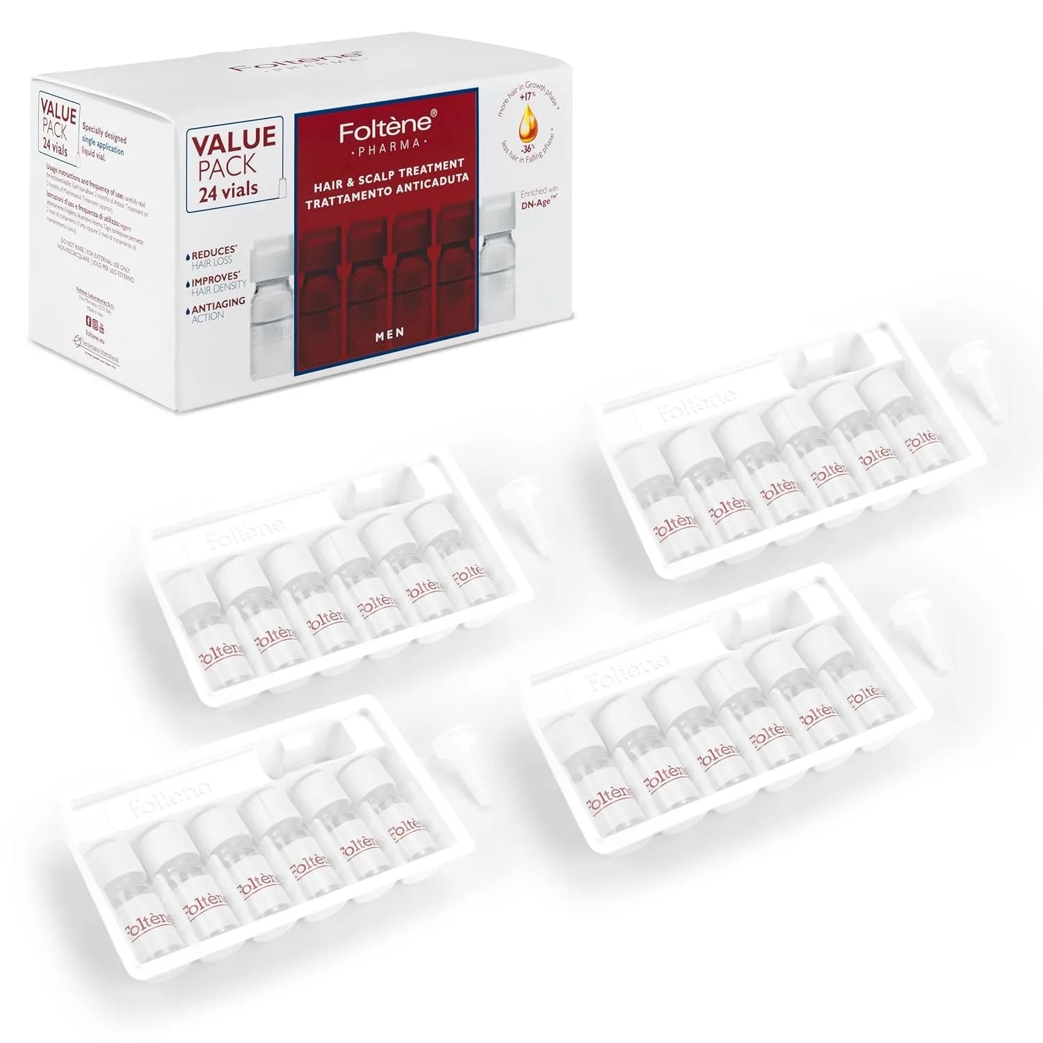 Foltene Pharma Hair & Scalp Treatment for Men Value Pack (24 Vials X 6ml)