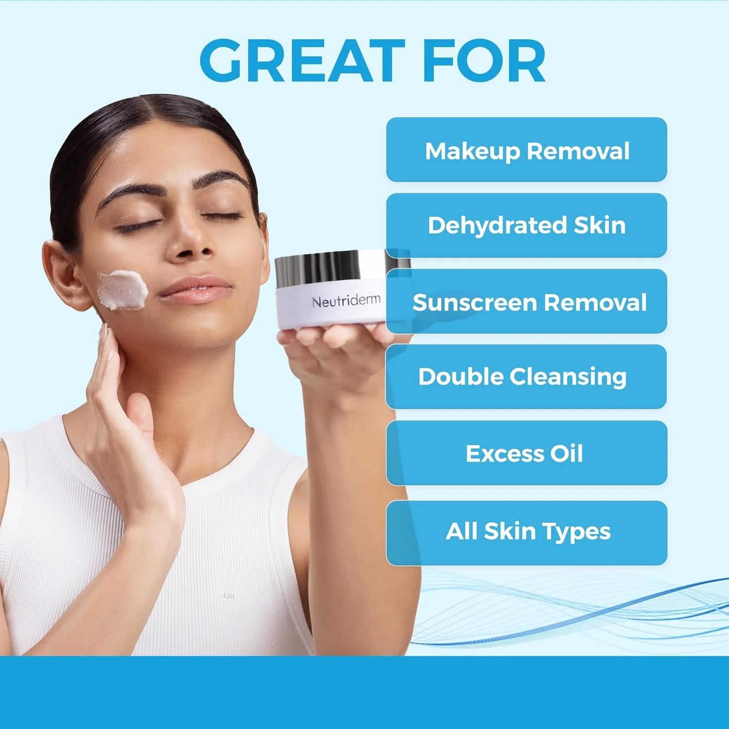 Neutriderm Cleansing Balm – Hydrating Makeup Remover Balm & Oil Based Cleanser with Vitamin E & Ceramides for Soft, Radiant Skin | All Skin Types (80g/2.8oz) - 80gm