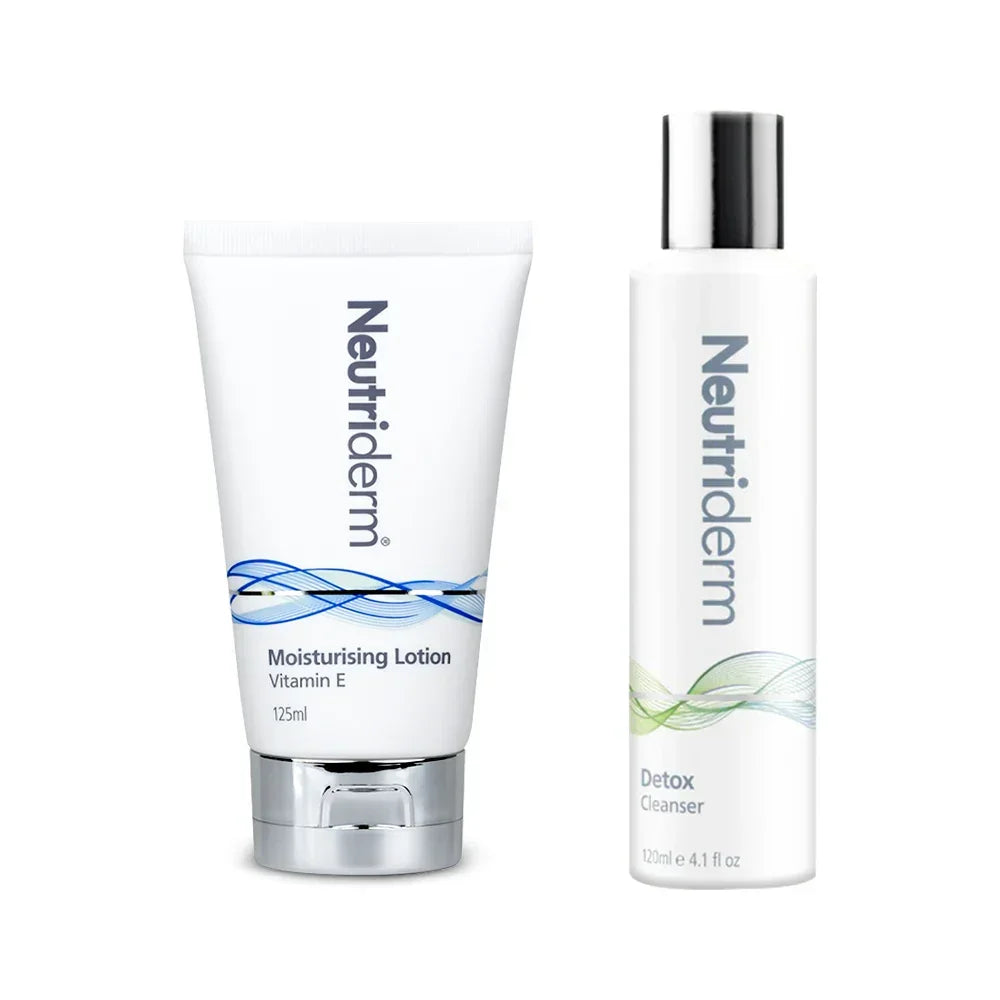Neutriderm Pre Makeup Skincare Combo – Vitamin E Moisturiser 125 ml + Detox Cleanser 120 ml