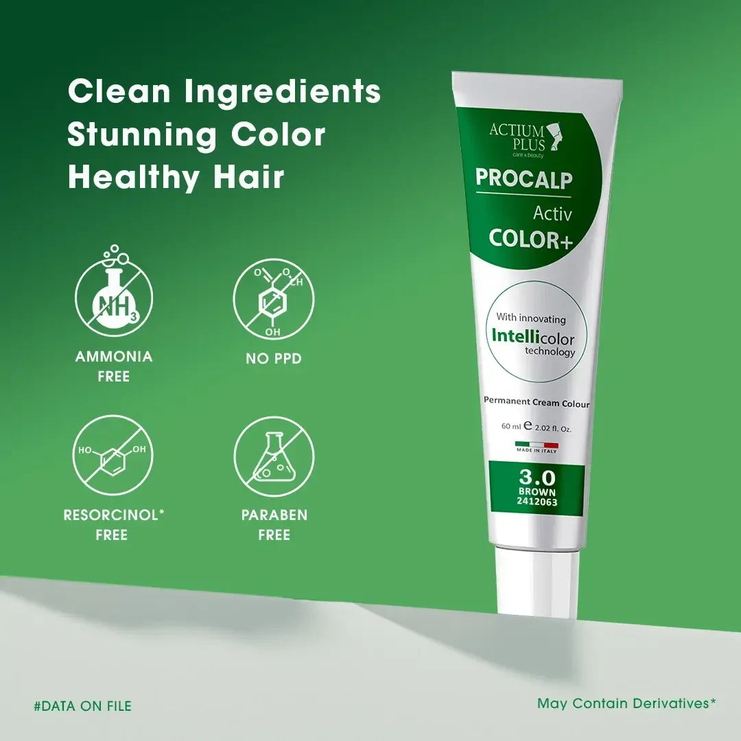Male model hair color result with Procalp Activ Colour Clean Green 3.0 Brown