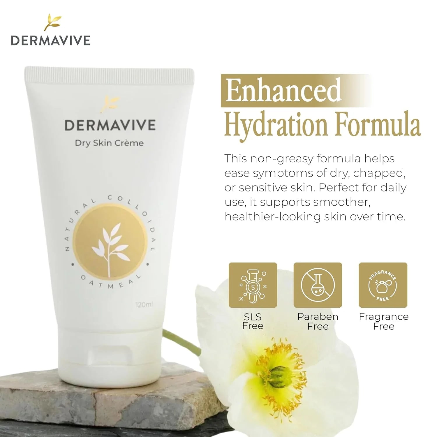Dermavive Dry Skin Creme - Ultra Nourishing, Fast Absorbing and Full Body Cream for Extremely Dry Itchy Skin 100gm