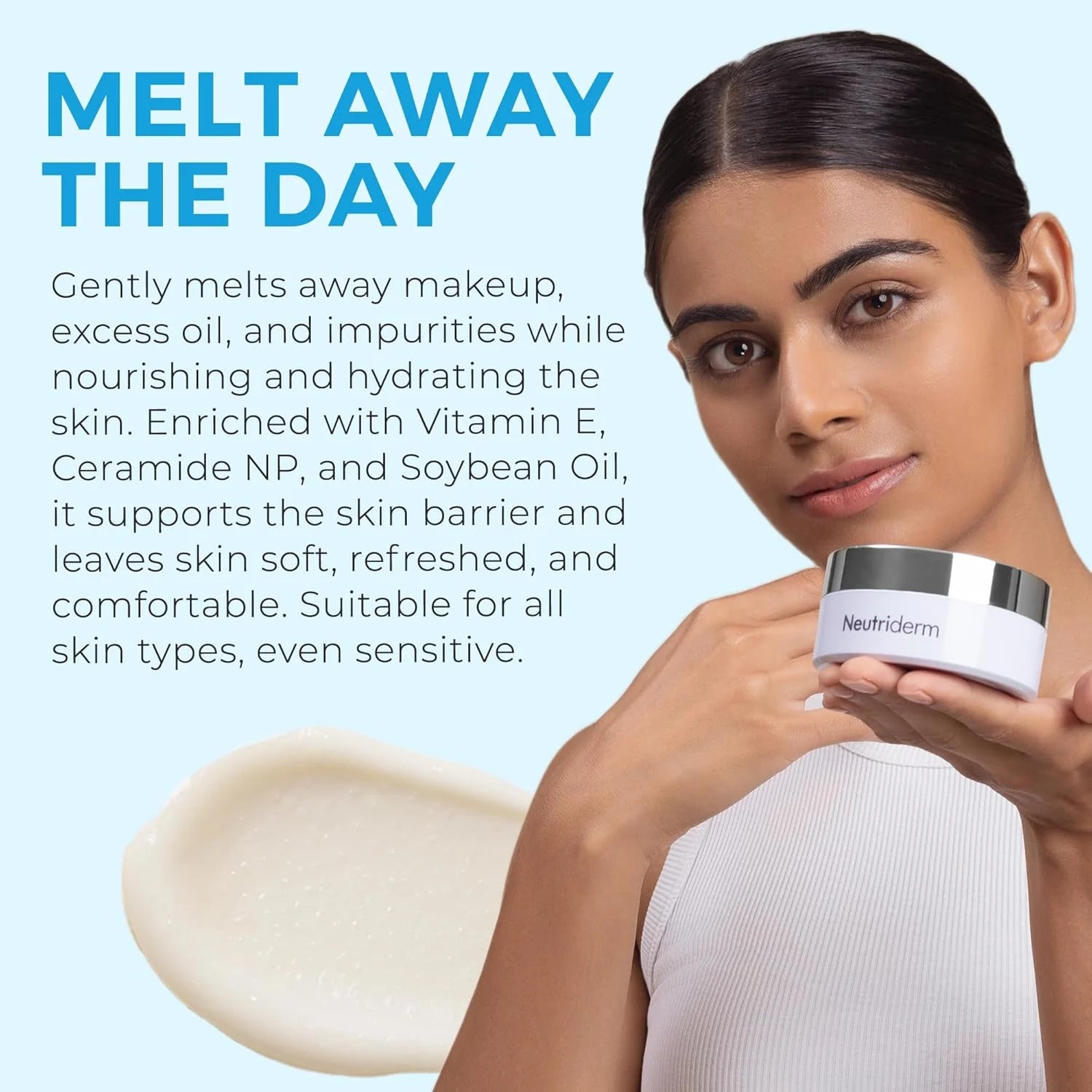 Neutriderm Cleansing Balm – Hydrating Makeup Remover Balm & Oil Based Cleanser with Vitamin E & Ceramides for Soft, Radiant Skin | All Skin Types (80g/2.8oz) - 80gm