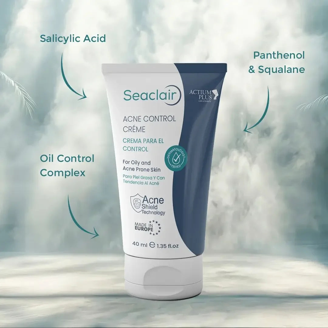 Seaclair Acne Control Crème – back label/ingredients