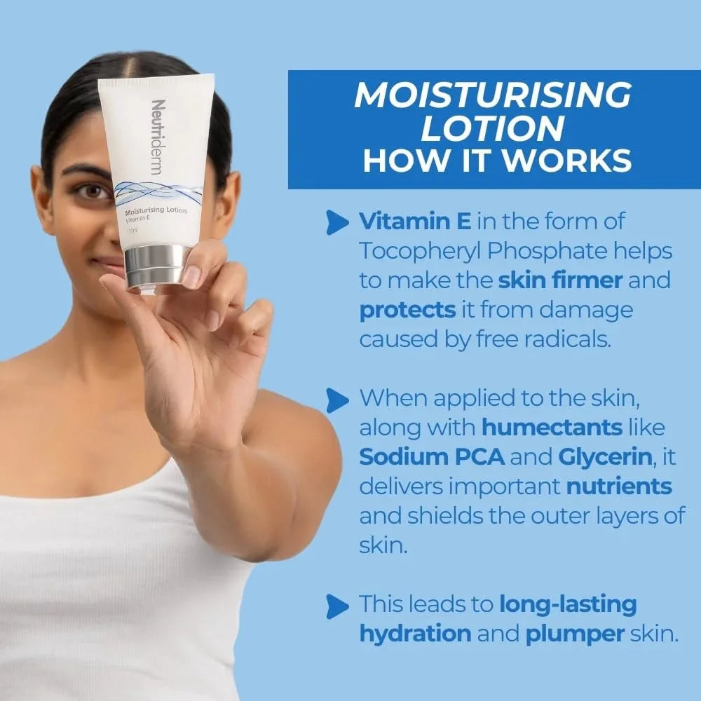 Neutriderm Pre-Makeup Skincare Combo, Vitamin E Moisturiser Lotion 125 ml And Foaming Cleanser 150 ml