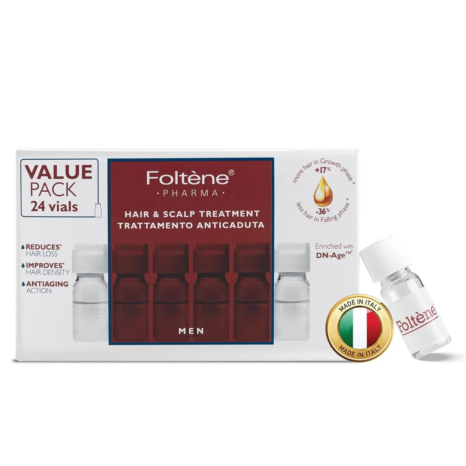 Foltene Pharma Hair & Scalp Treatment for Men Value Pack (24 Vials X 6ml)