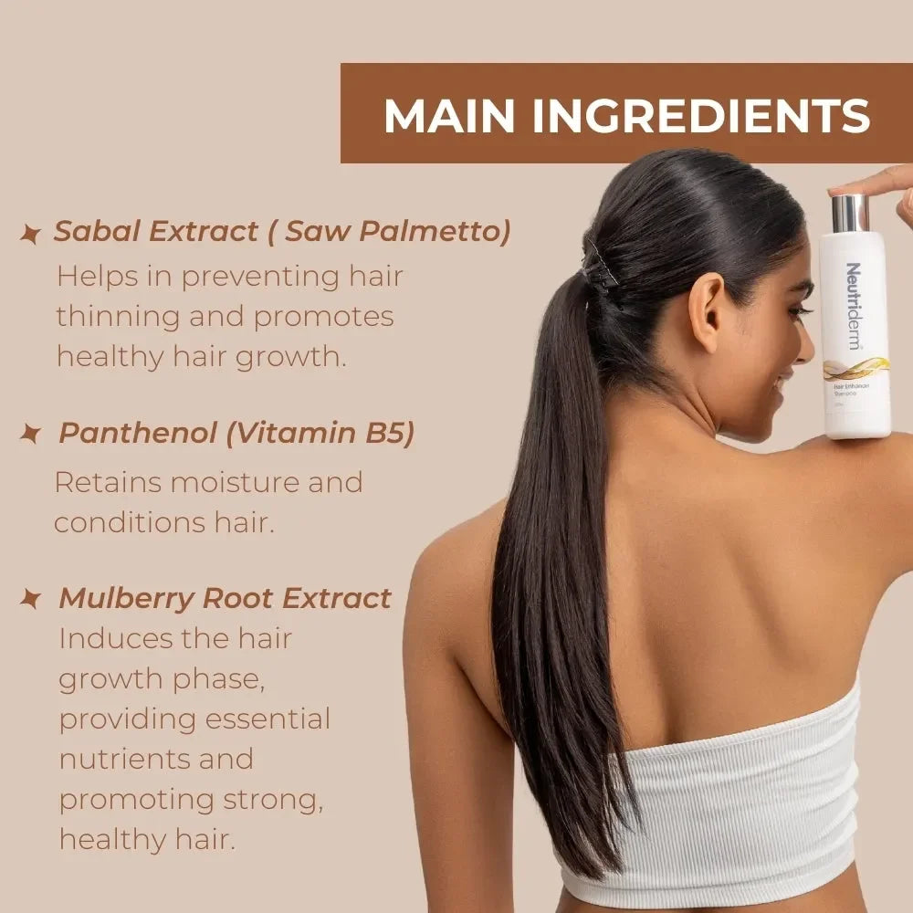 Neutriderm Hair Enhancer Shampoo, Thickening and Strengthening for Weak and Thinning Hair, Moisturizing Shampoo for Damaged Hair, 250ml  (8.45 fl oz)
