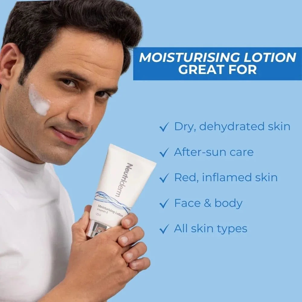 Neutriderm Pre-Makeup Skincare Combo, Vitamin E Moisturiser Lotion 125 ml And Foaming Cleanser 150 ml