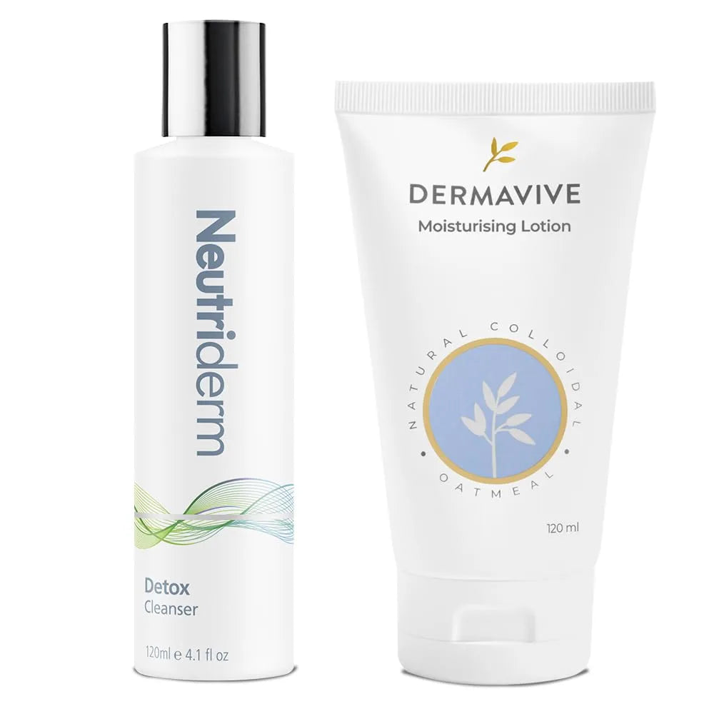 Neutriderm Detox Cleanser & Dermavive Moisturising Lotion Combo Pack | Brightening, Hydrating & Soothing Skin Care | For Men & Women | (120ml+120ml)